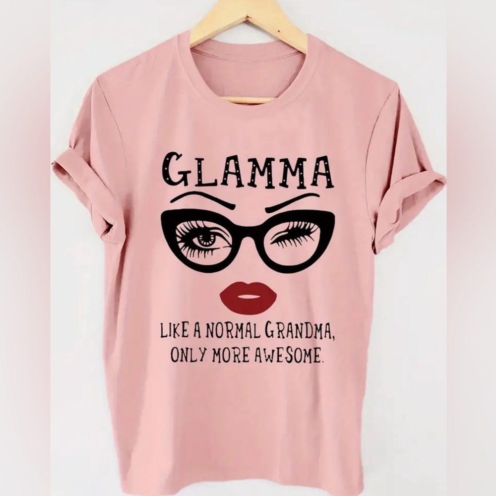 Glamorous Grandma GLAMMA Pink 100% Cotton Must Have Tee T-Shirt Sz L NWT